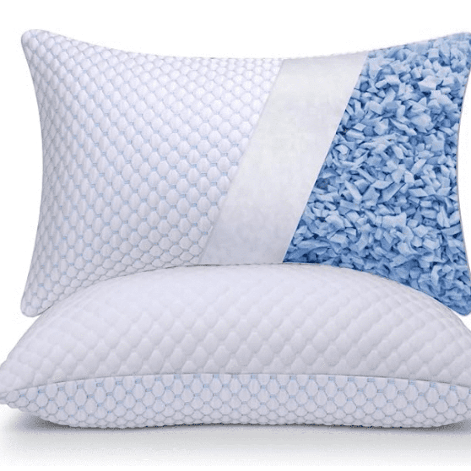 Shredded Memory Foam Pillows Queen Size Set of 2, Cooling Pillows for S ping 2 Pack, Adjustable Loft Bed Firm or Soft Pillows for Side, Back, Stomach, Hot S pers (20"x 30")