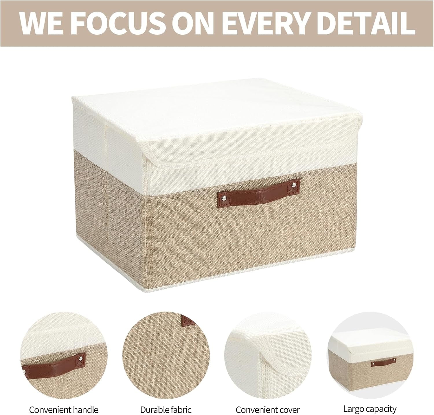 8 Pack Decorative Storage Bins Containers Fabric Bins with Lids Storage Baskets Bulk for Shelves Drawers, Desktop, Closet, Playroom, Classroom, Office, Bedroom