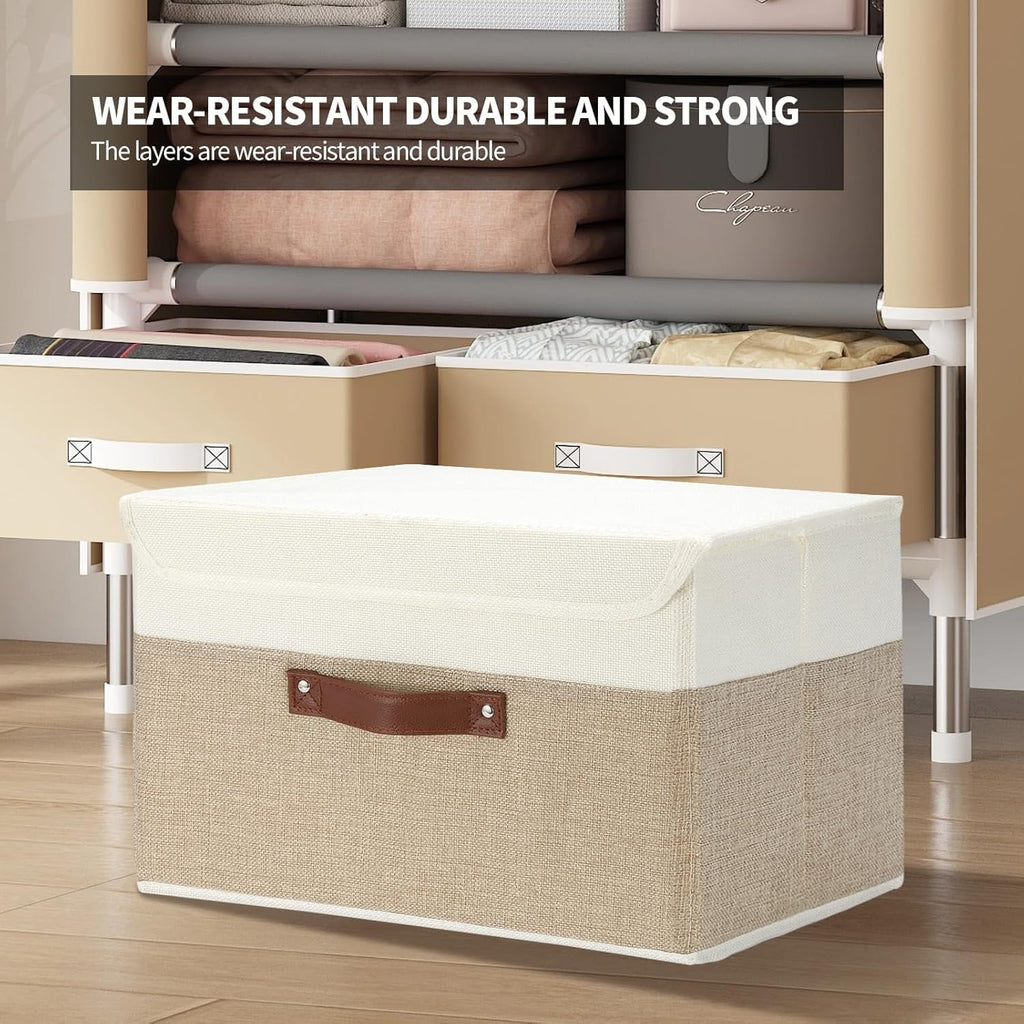 8 Pack Decorative Storage Bins Containers Fabric Bins with Lids Storage Baskets Bulk for Shelves Drawers, Desktop, Closet, Playroom, Classroom, Office, Bedroom