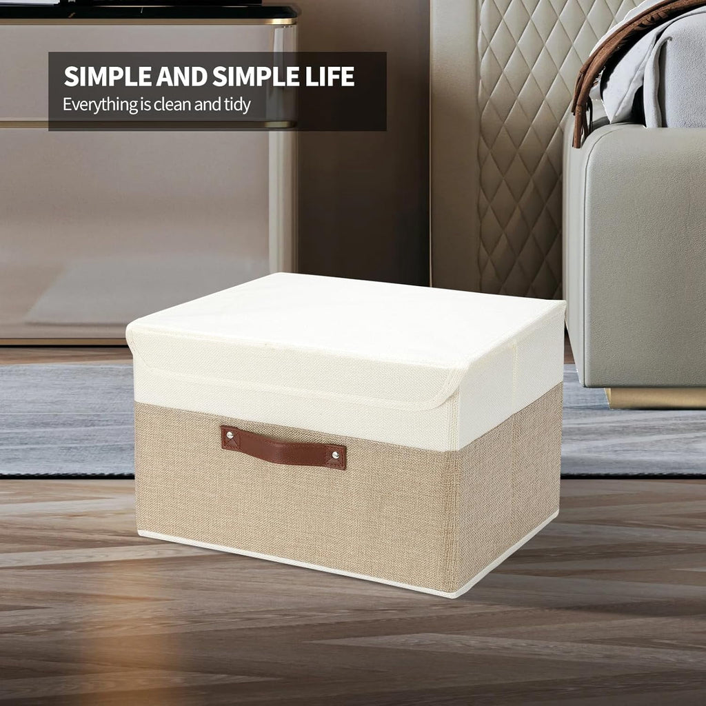 8 Pack Decorative Storage Bins Containers Fabric Bins with Lids Storage Baskets Bulk for Shelves Drawers, Desktop, Closet, Playroom, Classroom, Office, Bedroom