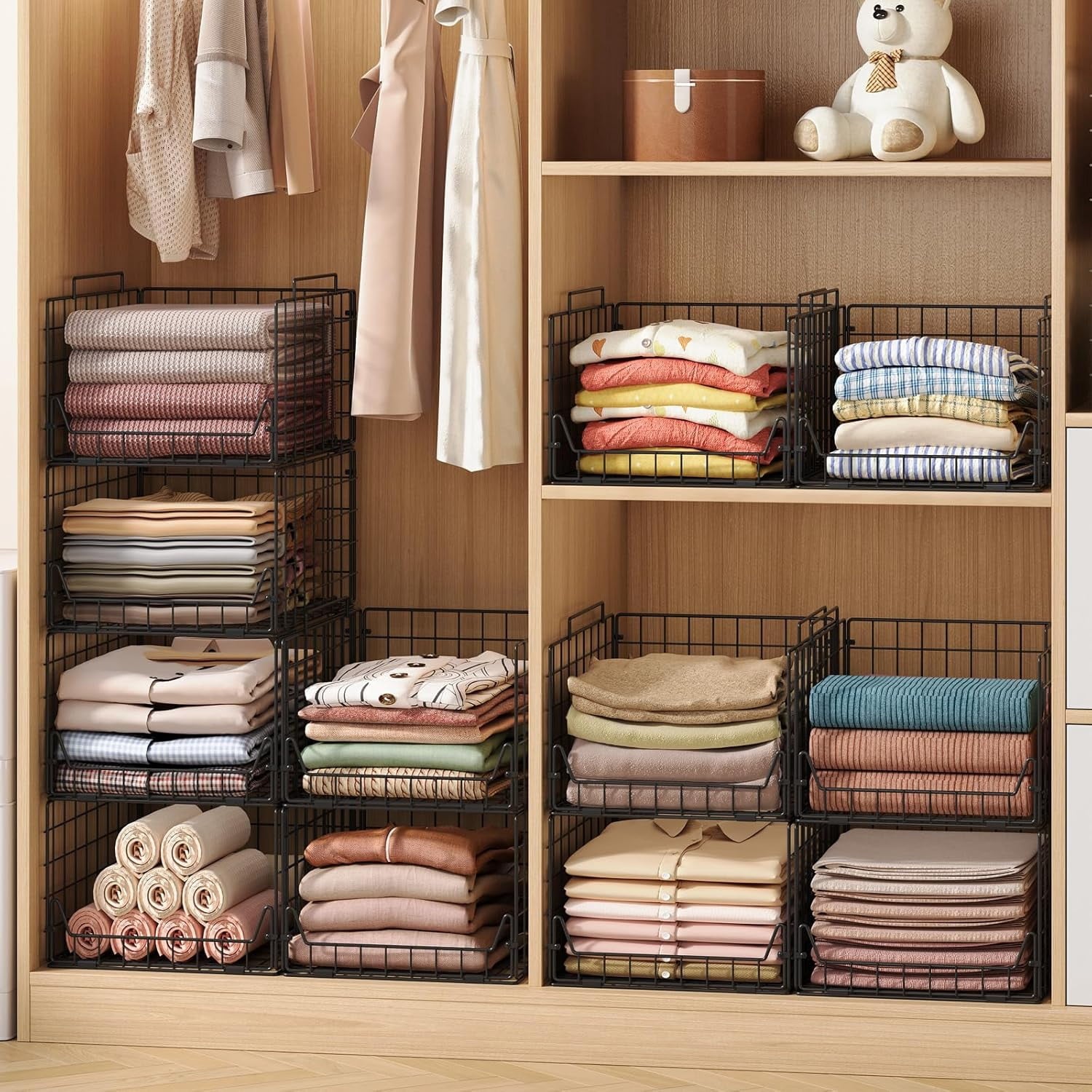 Stackable Closet Organizers and Storage Bins 4 Pack