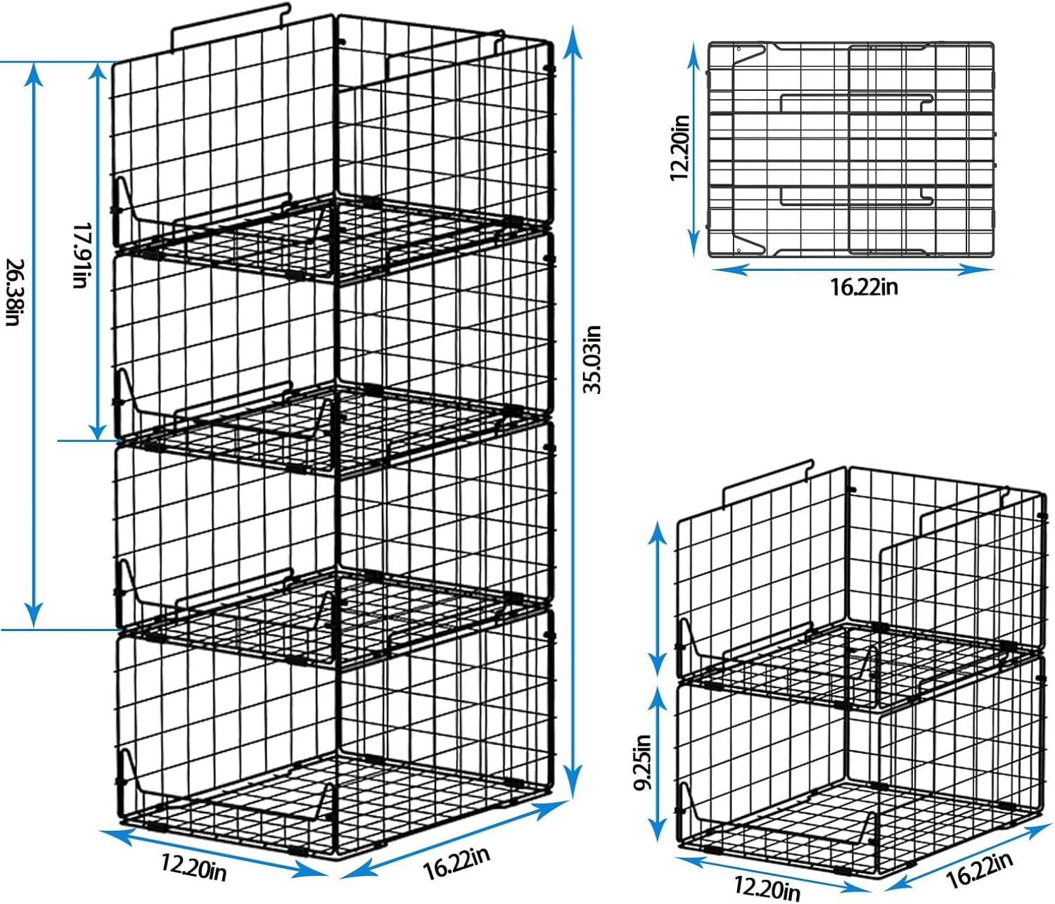 Stackable Closet Organizers and Storage Bins 4 Pack