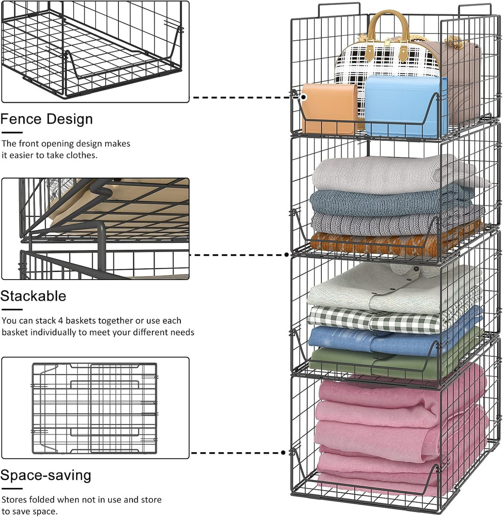 Stackable Closet Organizers and Storage Bins 4 Pack