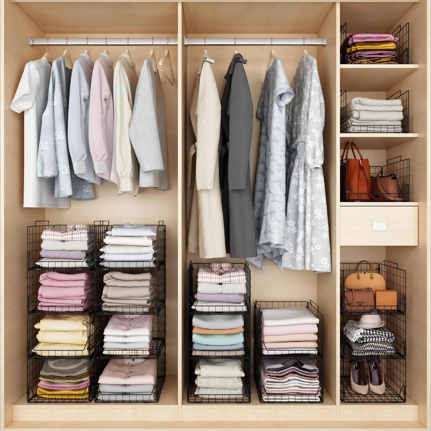 Stackable Closet Organizers and Storage Bins 4 Pack