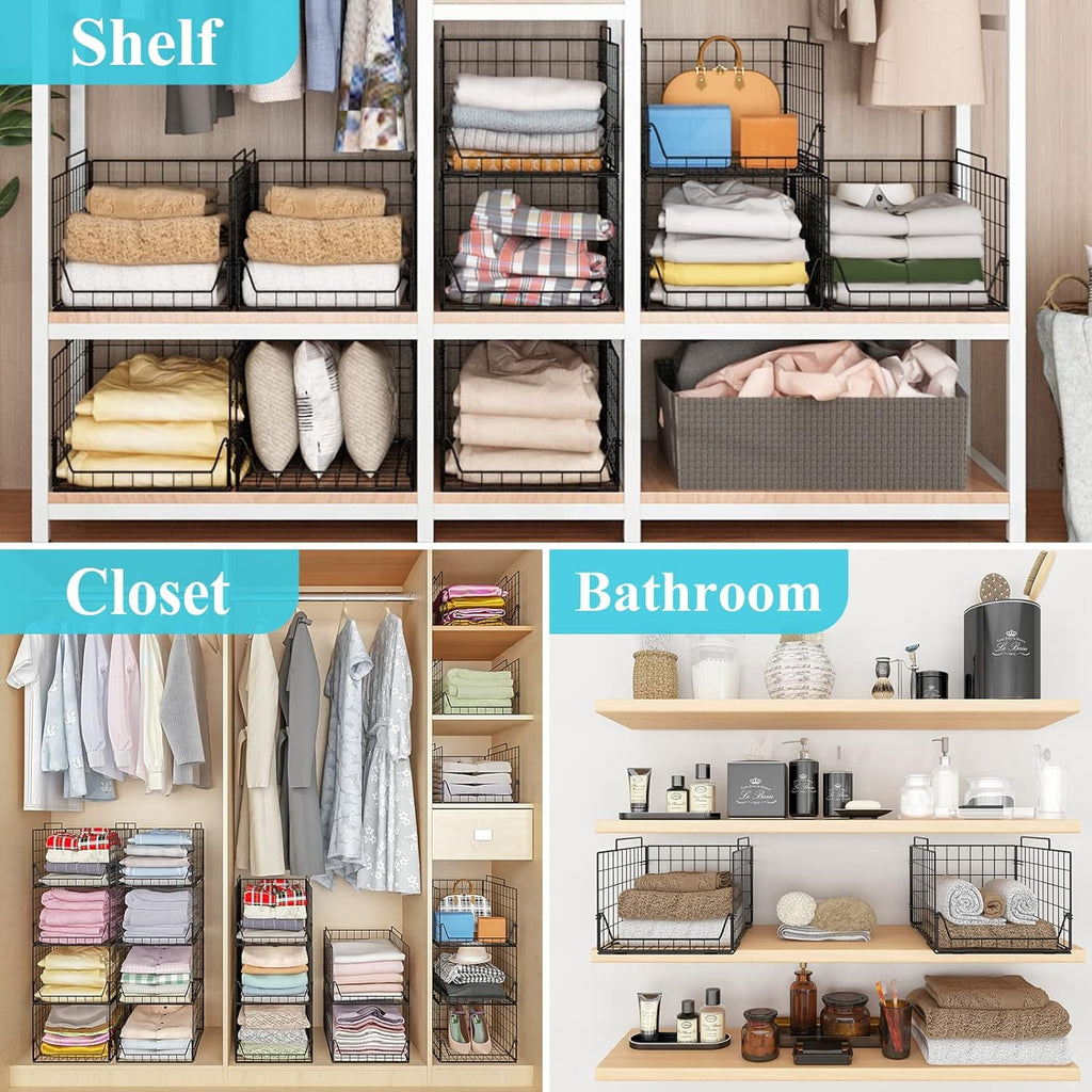 Stackable Closet Organizers and Storage Bins 4 Pack