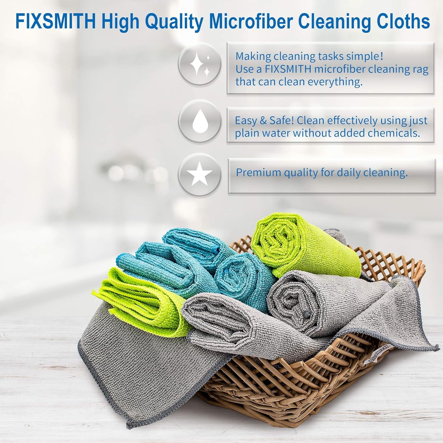 Microfiber Cleaning Cloth - Pack of 8, Size: 12 x 16 in, Multi-Functional Cleaning Towels, Highly Absorbent Cleaning Rags, Lint-Free, Streak-Free Cleaning Cloths for Car Kitchen Home