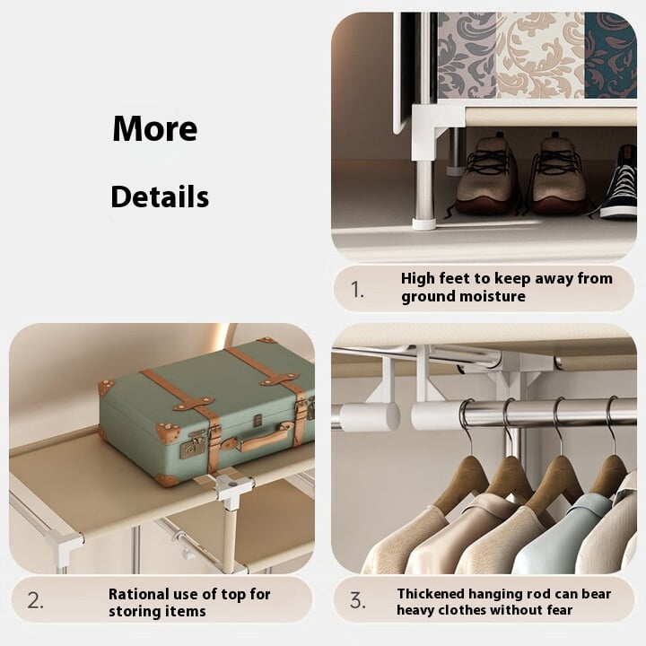 78.7Inch Portable Wardrobe Closet, 4 Storage Spaces with 4Hanging Rods,s，Steel Frame Fabric Organizer, Easy Assembly and Dust Resistant Design,red