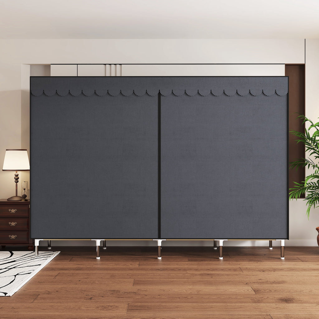 78.7Inch Portable Wardrobe Closet, 4 Storage Spaces with 4Hanging Rods,s，Steel Frame Fabric Organizer, Easy Assembly and Dust Resistant Design,red