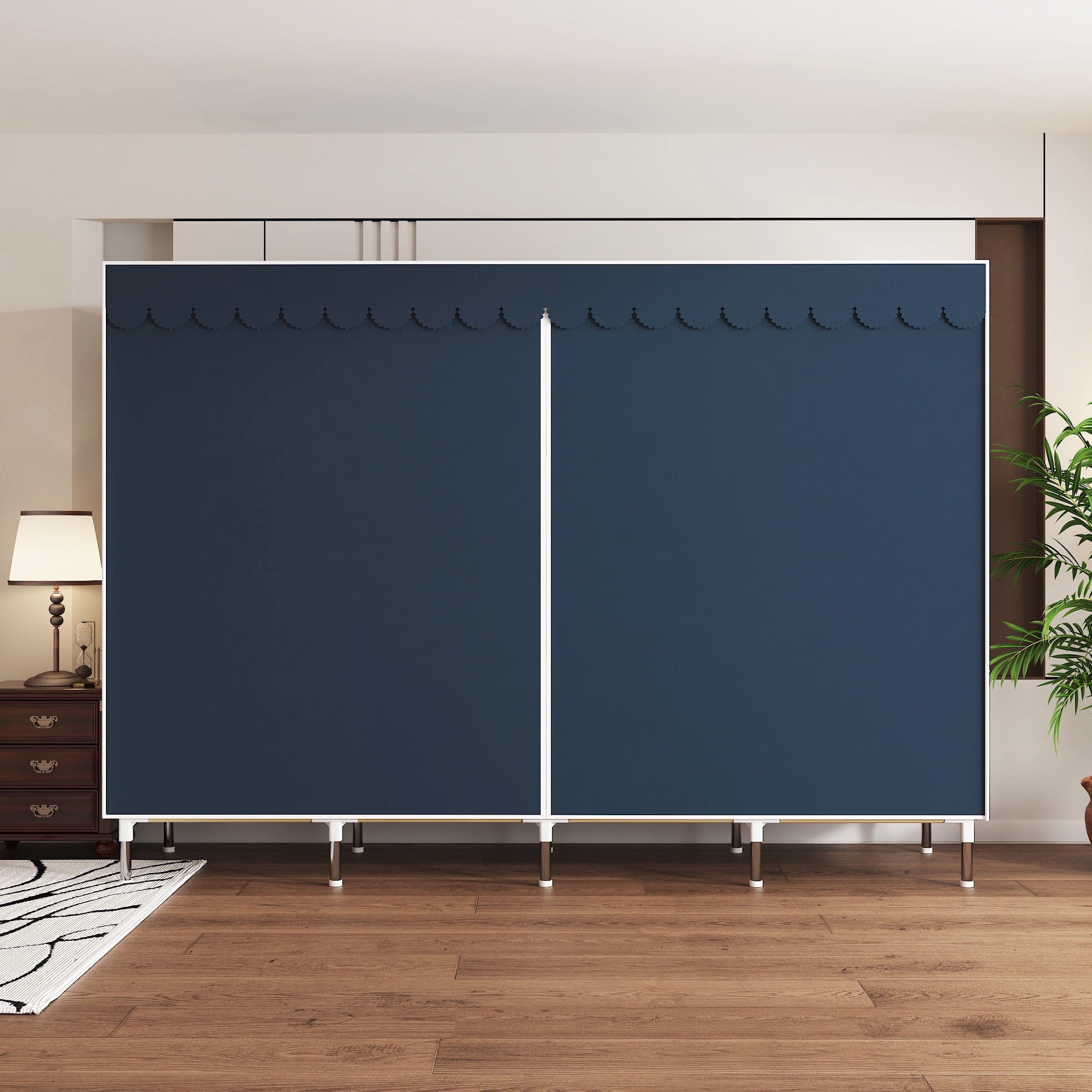 78.7Inch Portable Wardrobe Closet, 4 Storage Spaces with 4Hanging Rods,s，Steel Frame Fabric Organizer, Easy Assembly and Dust Resistant Design,red