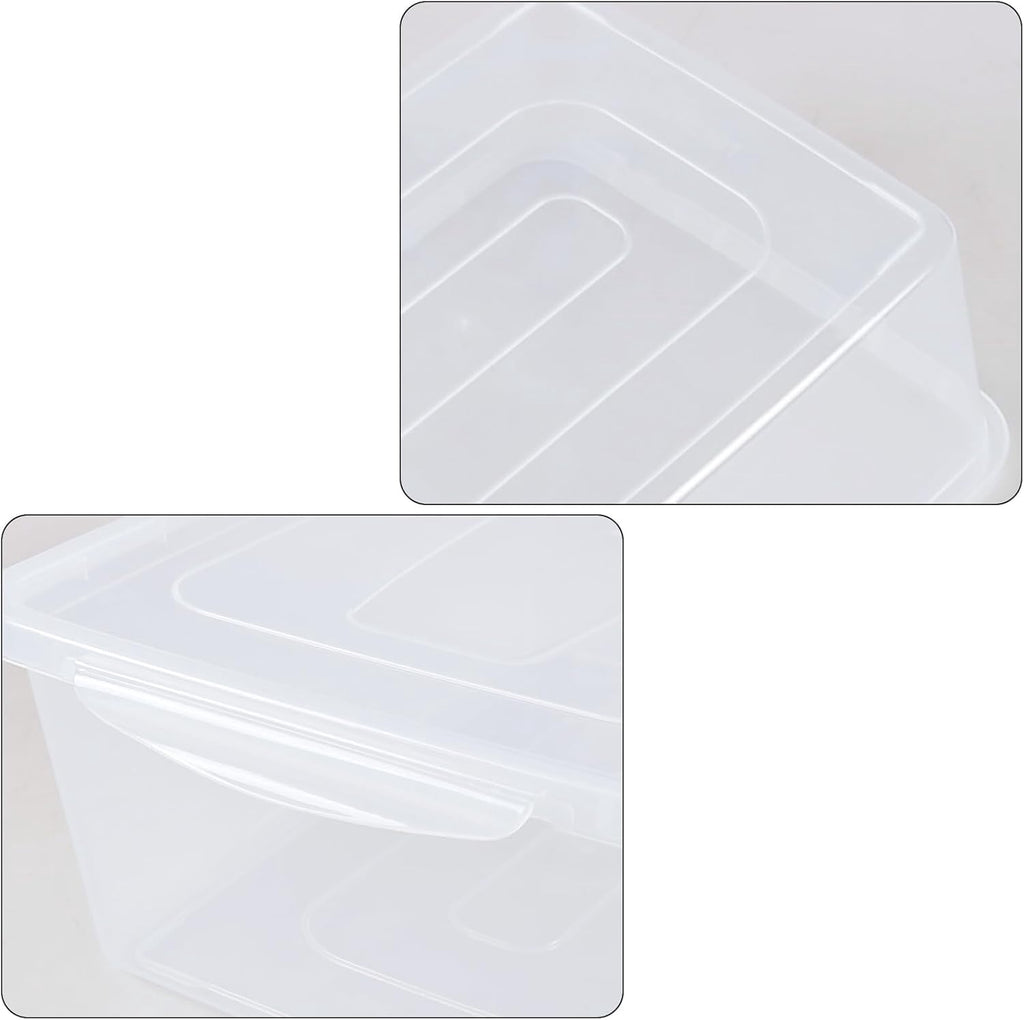 16 Quart Clear Plastic Storage Box with Lid - Stackable Latching Bin for Food, Towels, Stationery