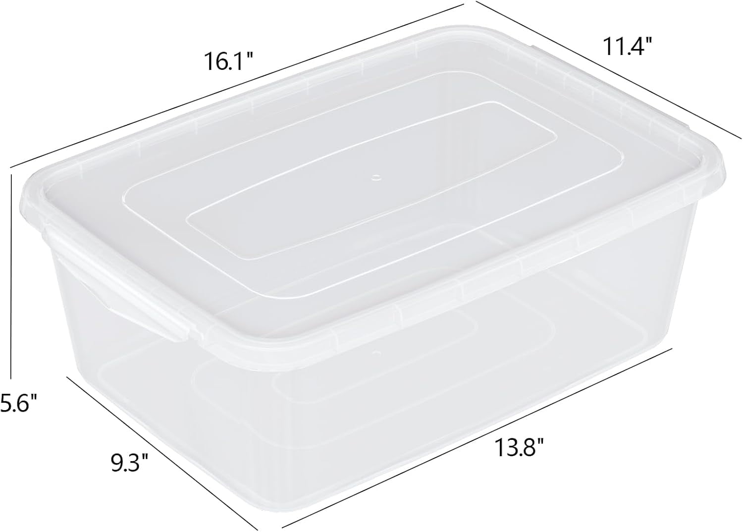 16 Quart Clear Plastic Storage Box with Lid - Stackable Latching Bin for Food, Towels, Stationery