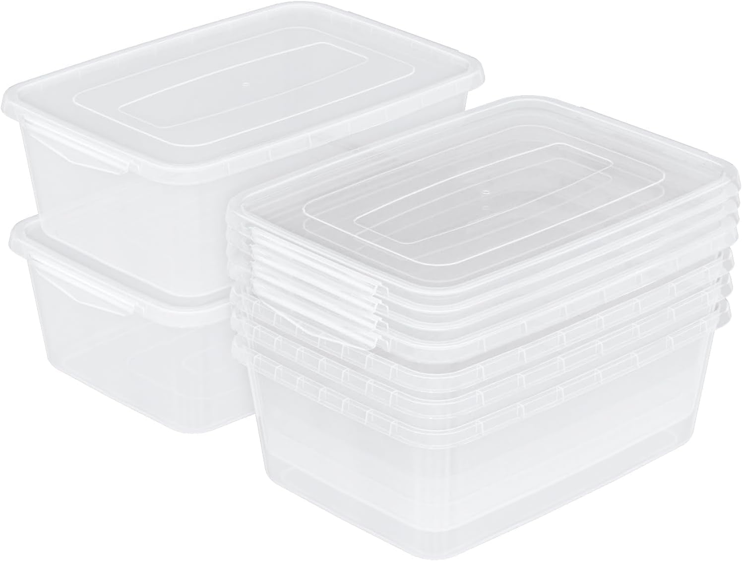 16 Quart Clear Plastic Storage Box with Lid - Stackable Latching Bin for Food, Towels, Stationery