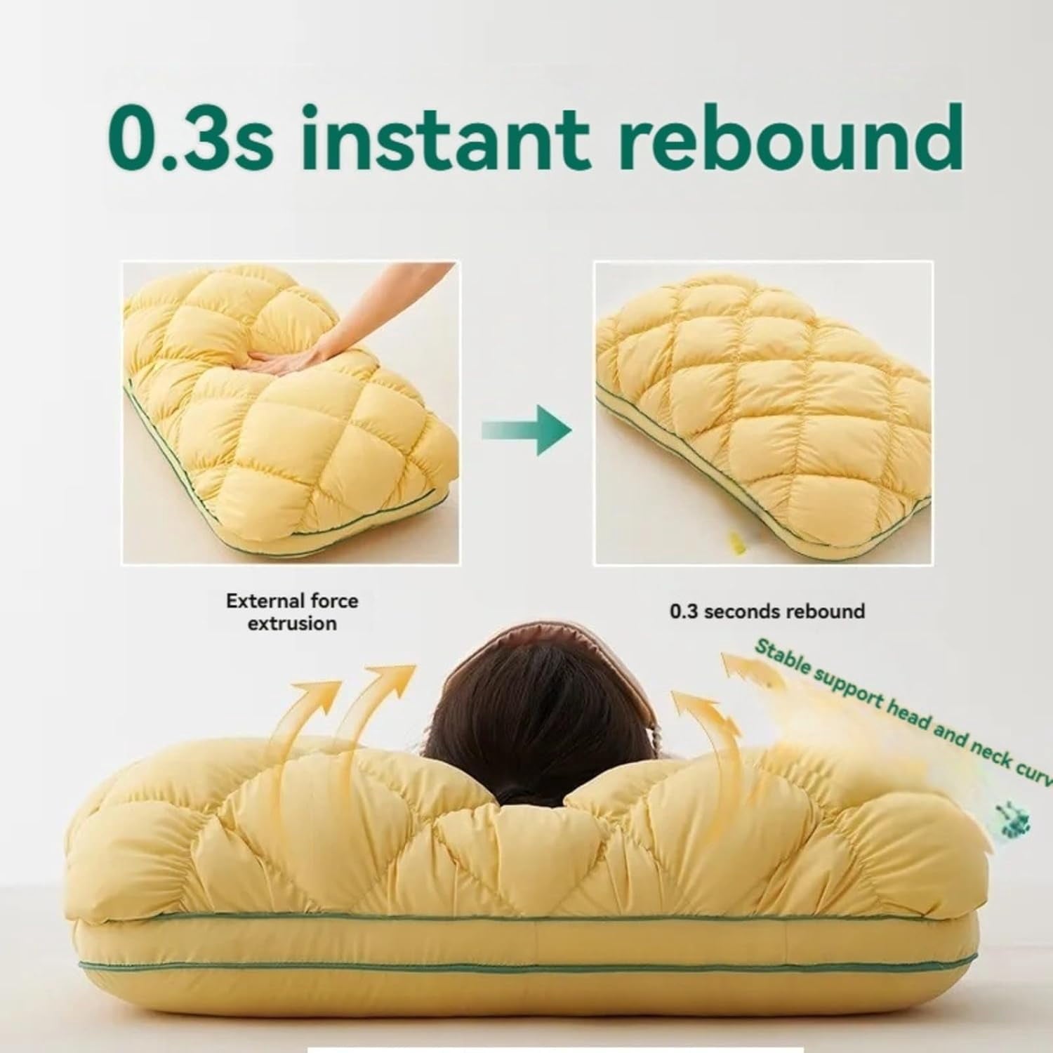 Pineapple Pillow, Pineapple Cloud-Like Pillow, Plush and Fluffy Sleeping Cushion, Balanced Softness and Support, for Back and Side Sleepers