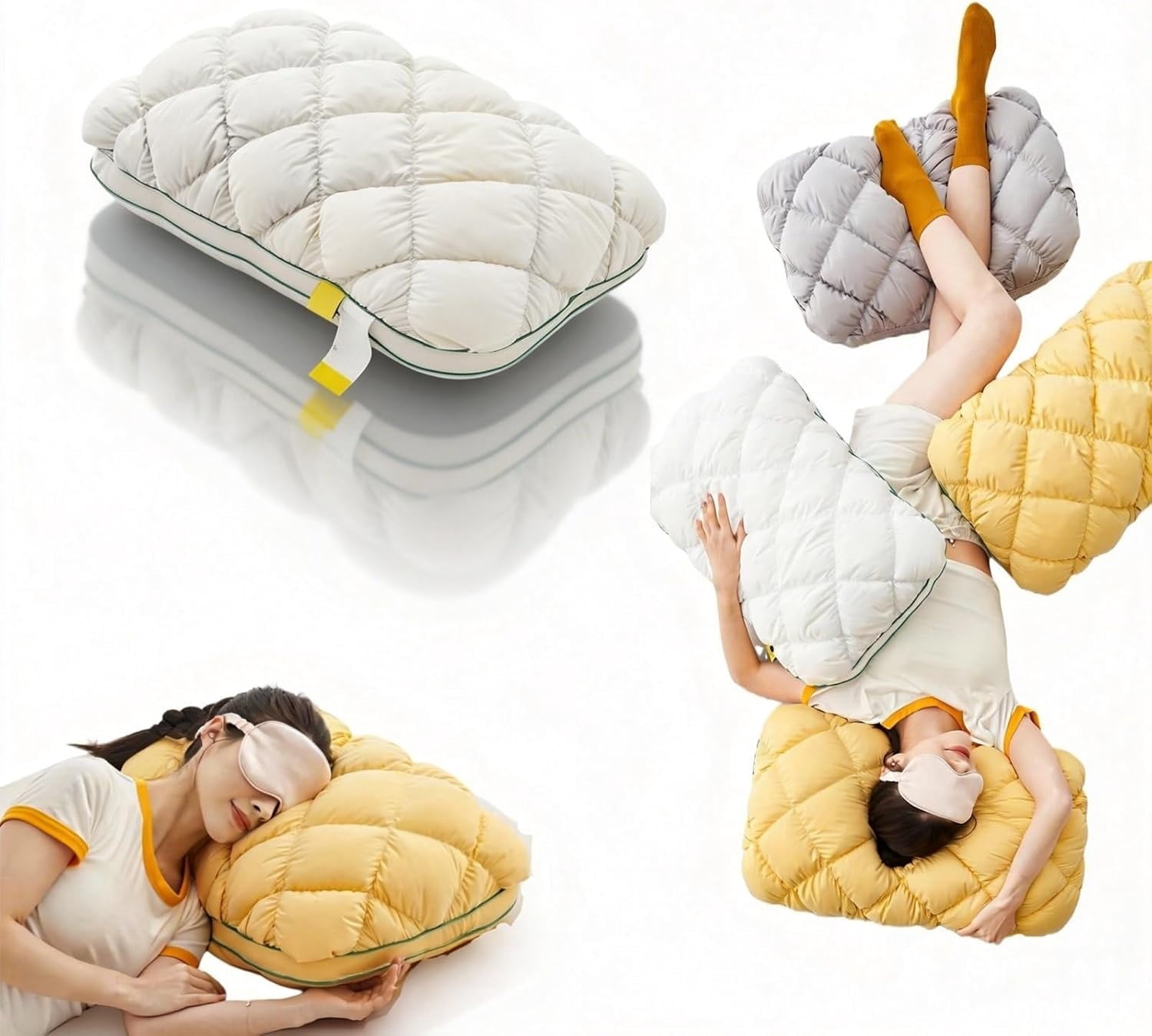 Pineapple Pillow, Pineapple Cloud-Like Pillow, Plush and Fluffy Sleeping Cushion, Balanced Softness and Support, for Back and Side Sleepers