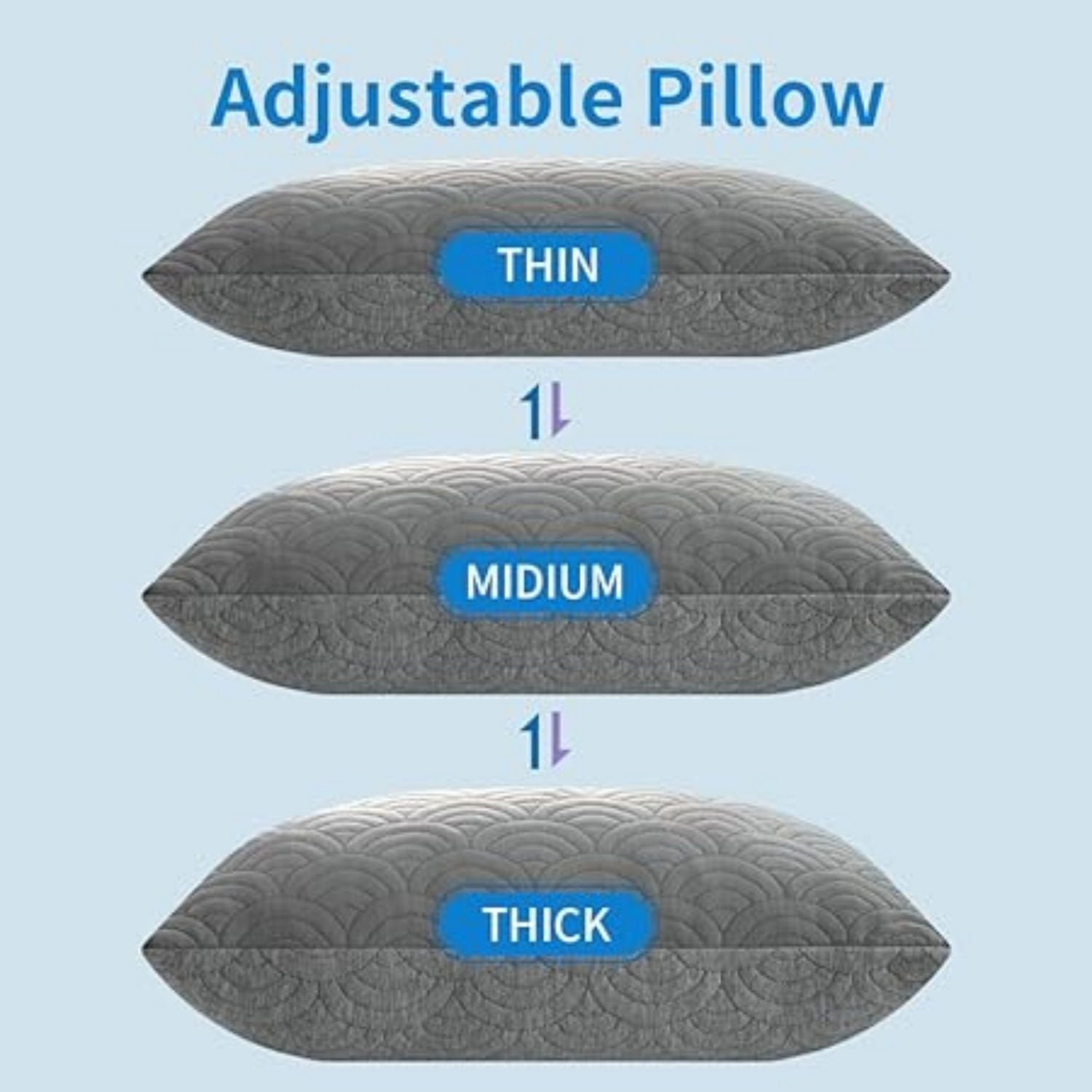 Memory Foam Pillows Standard Size Set of 2 Adjustable Cool Pillow for Side Back Stomach S pers Luxury with Washable Cover