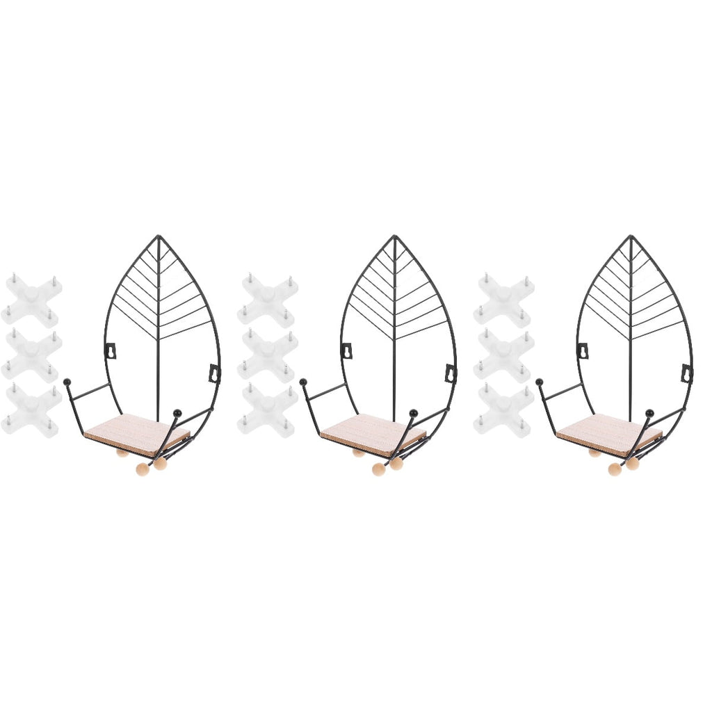 unbranded 3pcs Floating Wall-mounted Storage Rack Living Room Storage Wall Holder for Home Office Wall
