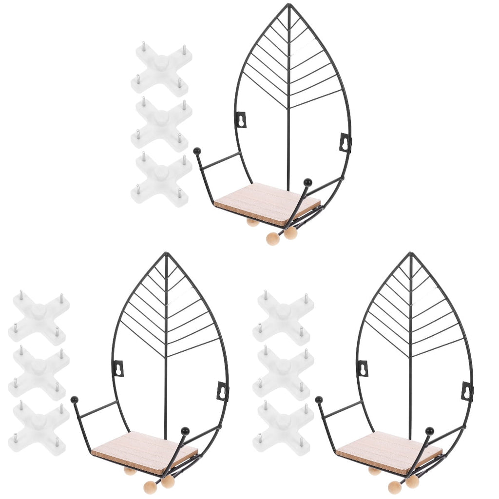 unbranded 3pcs Floating Wall-mounted Storage Rack Living Room Storage Wall Holder for Home Office Wall