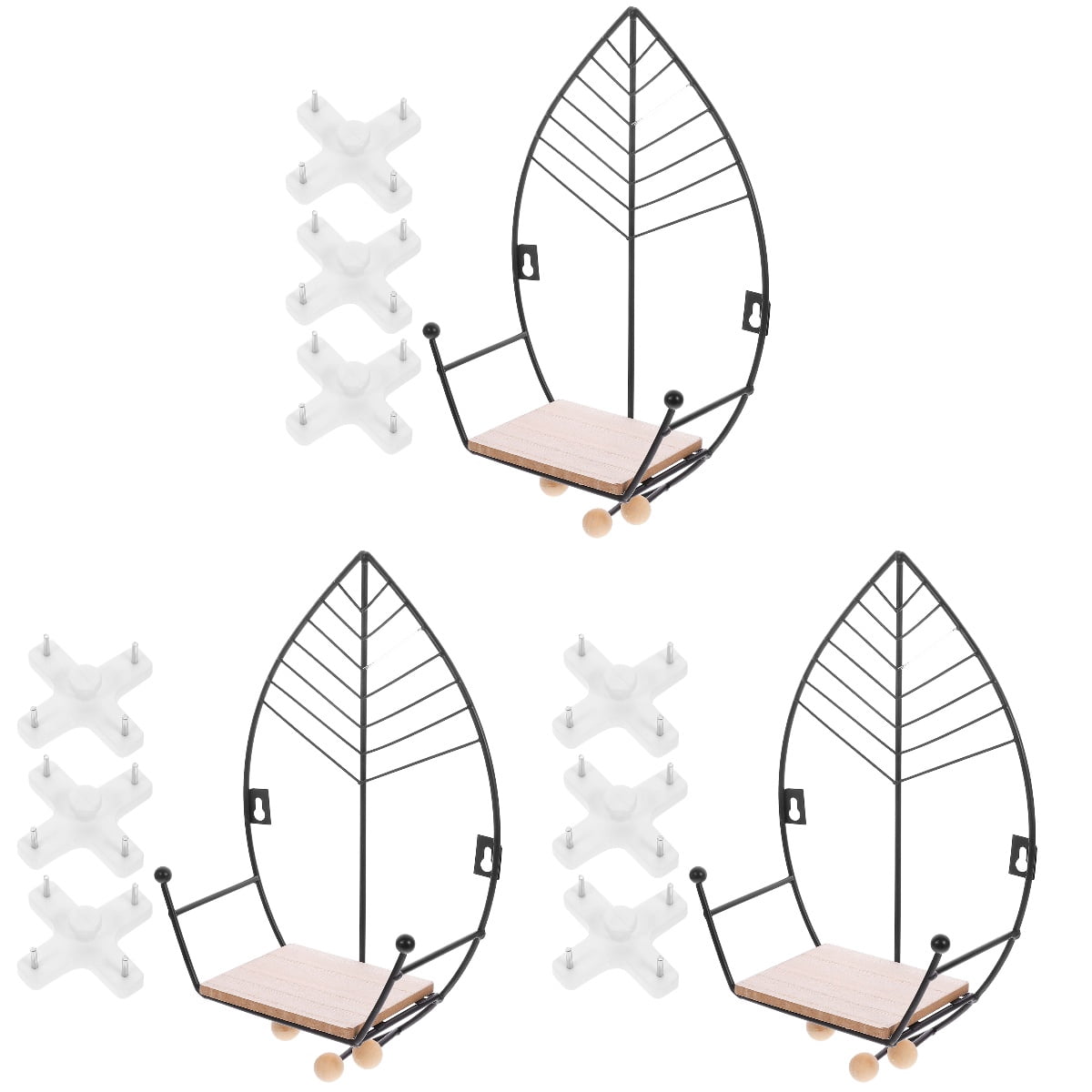unbranded 3pcs Floating Wall-mounted Storage Rack Living Room Storage Wall Holder for Home Office Wall