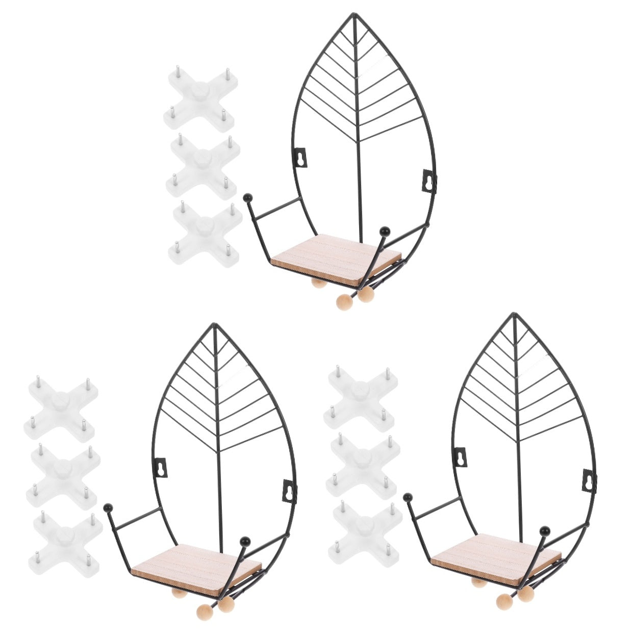 unbranded 3pcs Floating Wall-mounted Storage Rack Living Room Storage Wall Holder for Home Office Wall