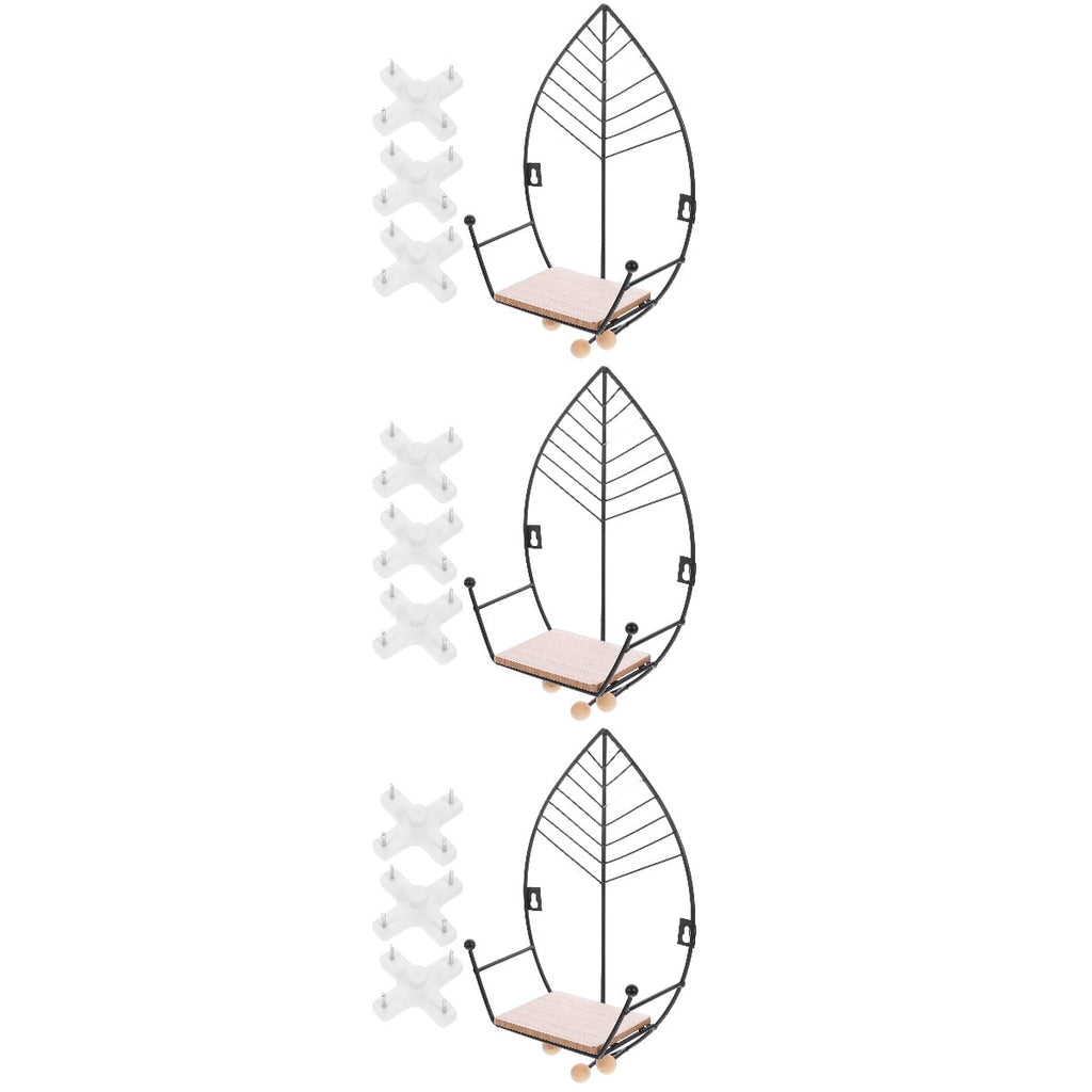 unbranded 3pcs Floating Wall-mounted Storage Rack Living Room Storage Wall Holder for Home Office Wall