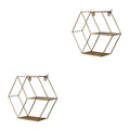 2 PCS Wall Storage Rack Gold Shelves Decorative Shelf Golden