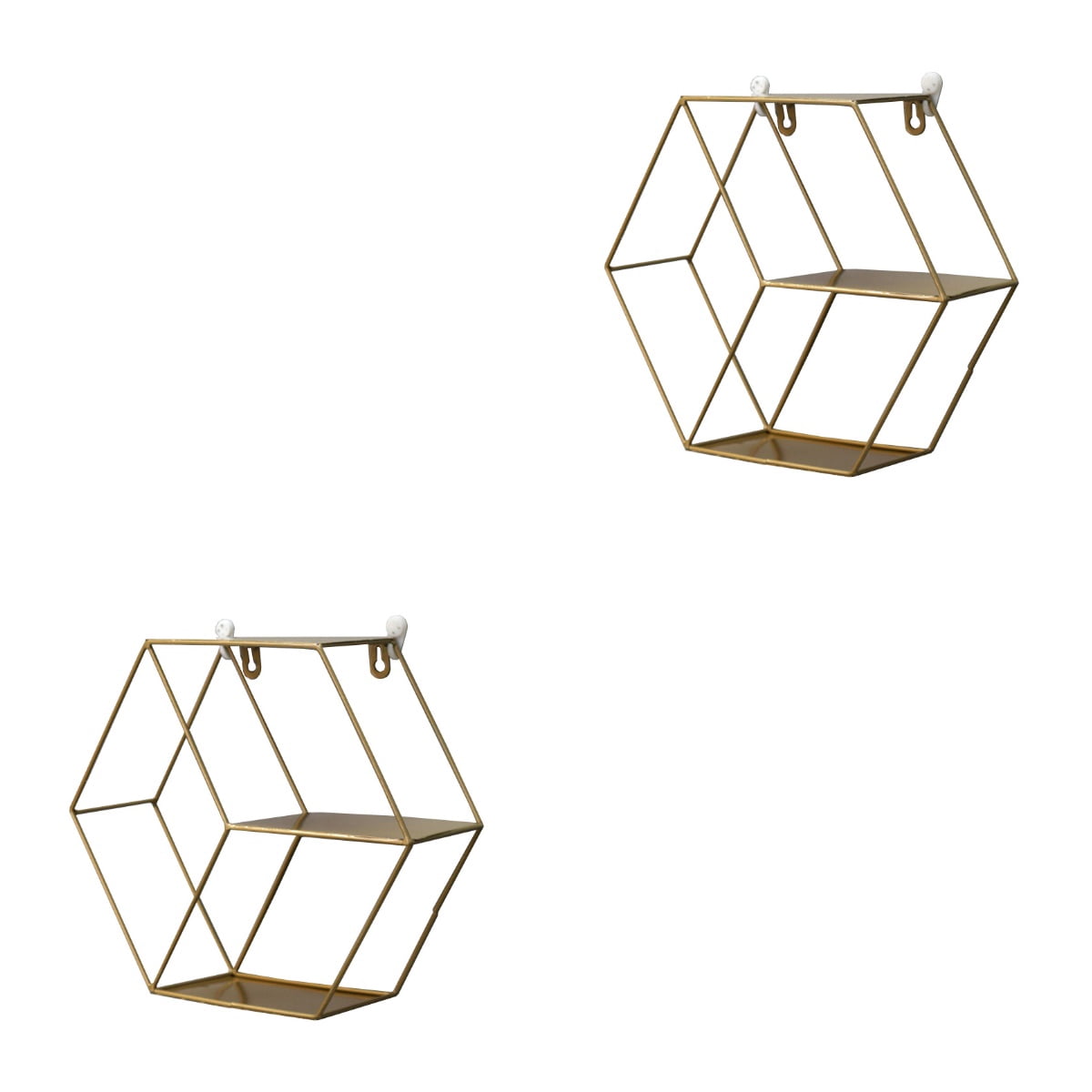 2 PCS Wall Storage Rack Gold Shelves Decorative Shelf Golden