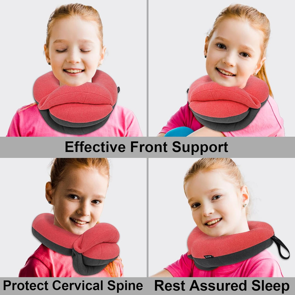 Airplane Travel Neck Pillow With 360° Head Support, Includes Eye Mask Earplugs Carrying Bag, Ideal For Long Flight Sleep