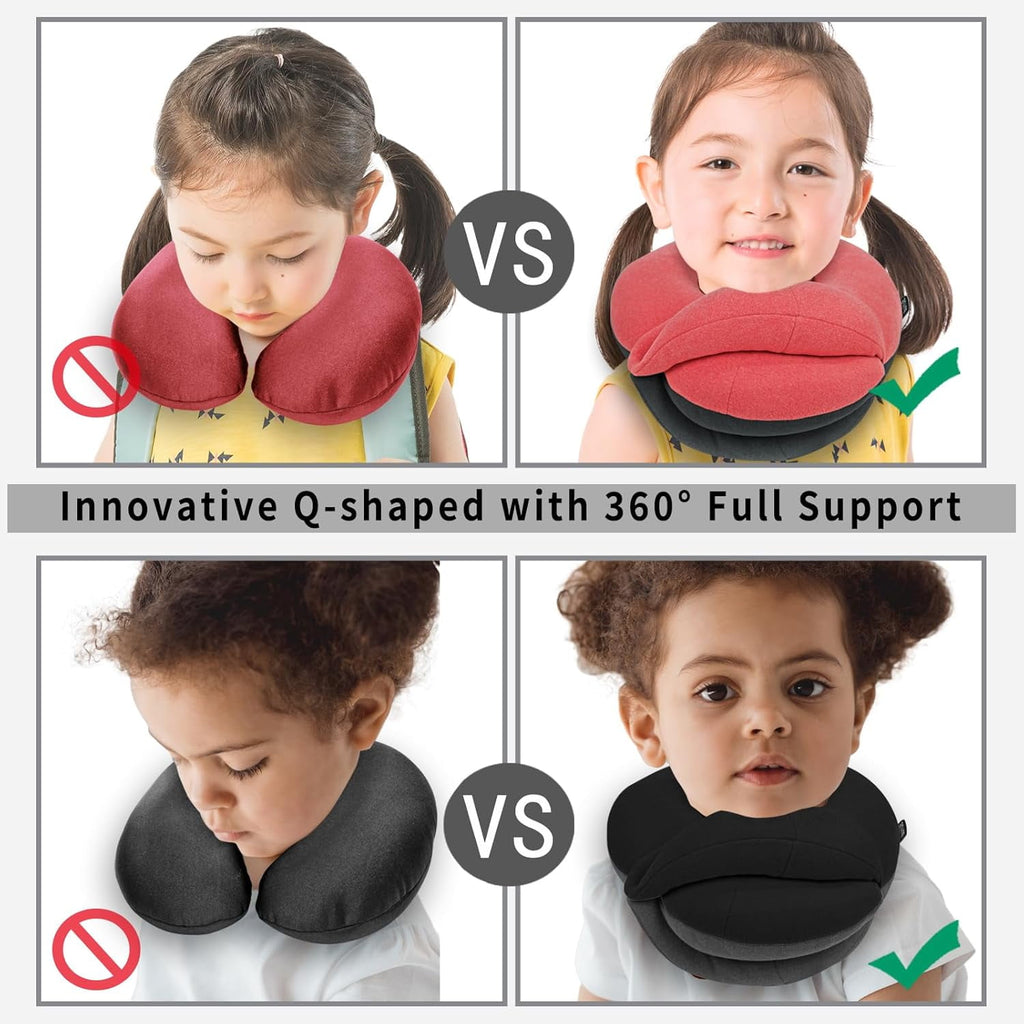 Airplane Travel Neck Pillow With 360° Head Support, Includes Eye Mask Earplugs Carrying Bag, Ideal For Long Flight Sleep