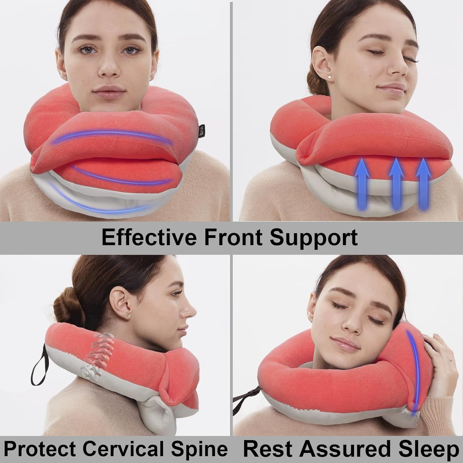 Airplane Travel Neck Pillow With 360° Head Support, Includes Eye Mask Earplugs Carrying Bag, Ideal For Long Flight Sleep