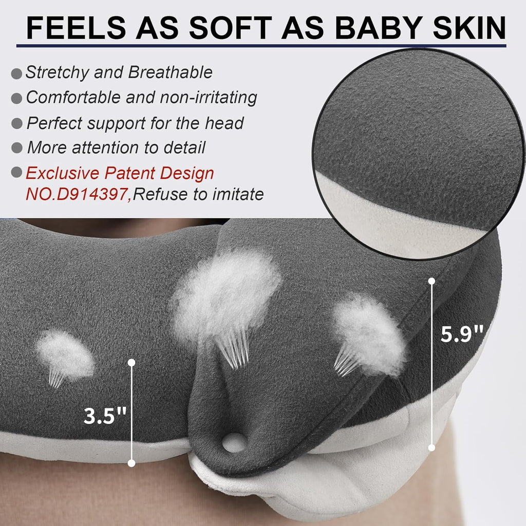 Airplane Travel Neck Pillow With 360° Head Support, Includes Eye Mask Earplugs Carrying Bag, Ideal For Long Flight Sleep