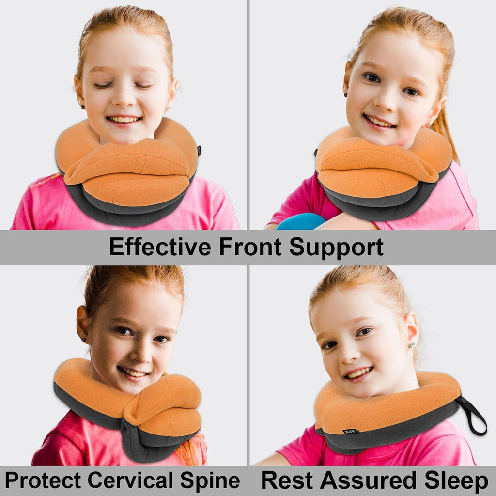 Airplane Travel Neck Pillow With 360° Head Support, Includes Eye Mask Earplugs Carrying Bag, Ideal For Long Flight Sleep
