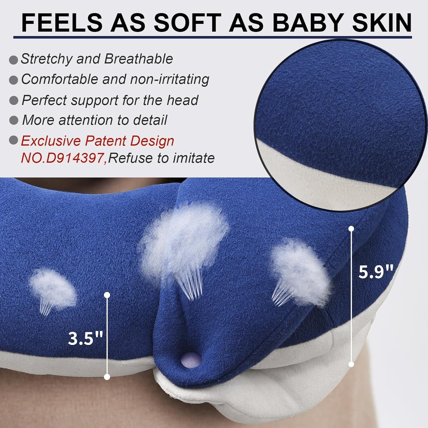 Airplane Travel Neck Pillow With 360° Head Support, Includes Eye Mask Earplugs Carrying Bag, Ideal For Long Flight Sleep