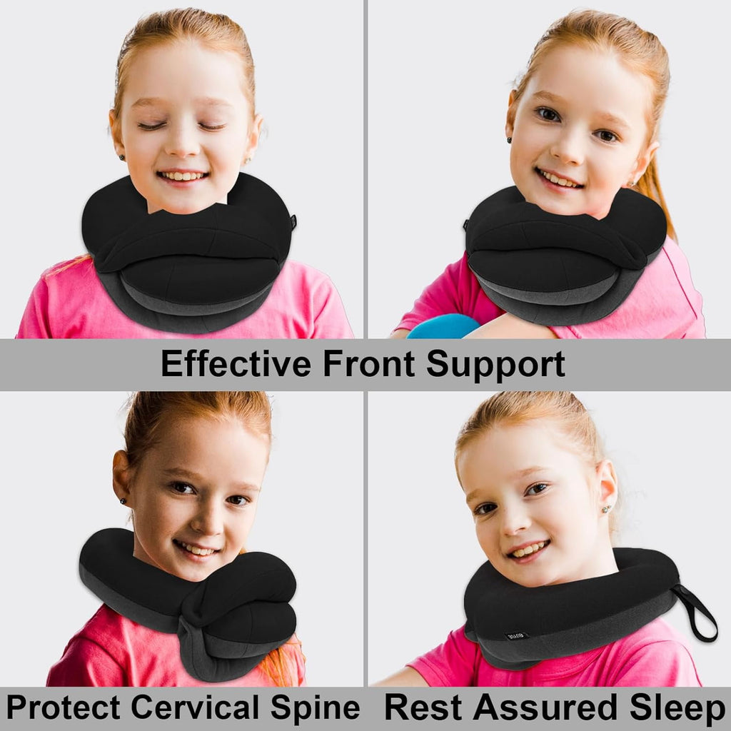 Airplane Travel Neck Pillow With 360° Head Support, Includes Eye Mask Earplugs Carrying Bag, Ideal For Long Flight Sleep