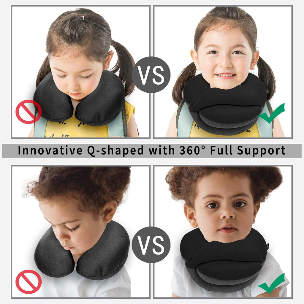 Airplane Travel Neck Pillow With 360° Head Support, Includes Eye Mask Earplugs Carrying Bag, Ideal For Long Flight Sleep