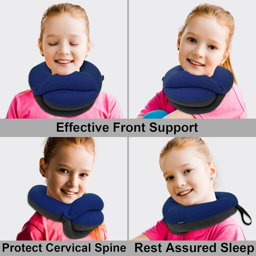 Airplane Travel Neck Pillow With 360° Head Support, Includes Eye Mask Earplugs Carrying Bag, Ideal For Long Flight Sleep