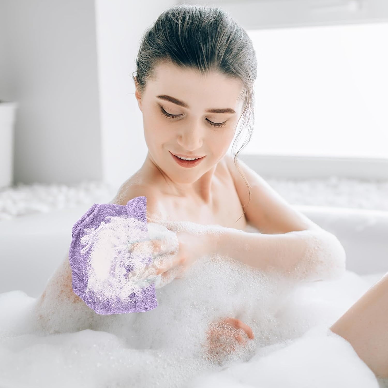 4pcs Exfoliating Back Washers Scrub with Handles Japanese Body Scrubber Cloth Towel for Shower Nylon Back Exfoliator Extended Back Washers Stretchable Body Bath Pull Strap for Cleans Skin Massages