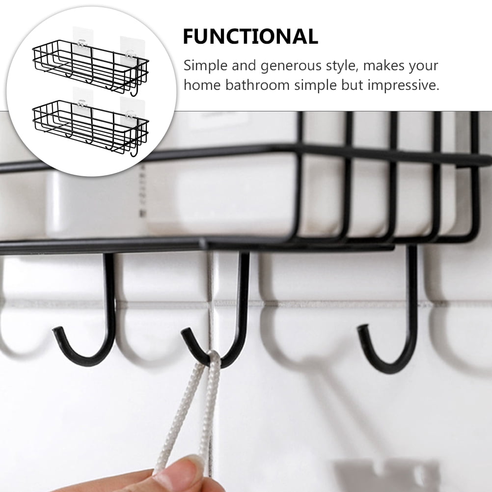 3 Count Rack with Hook Corner Shelf Wall Mounted Storage Shelves Miss Black