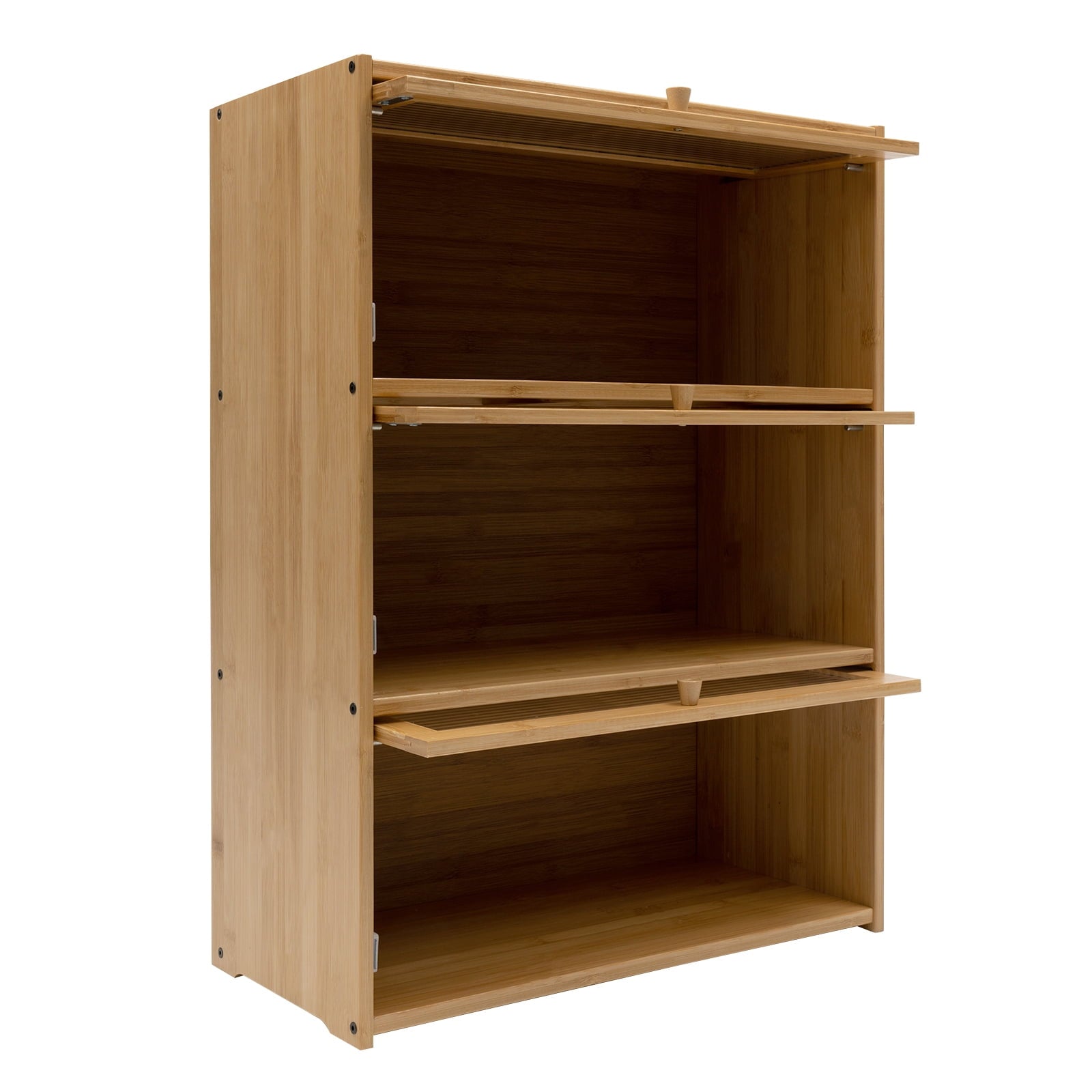 3-Tier Bamboo Acrylic Storage Cabinet 176.36 lbs Capacity - Modern Deck Mounted Organizer for Kitchen &amp; Bedroom