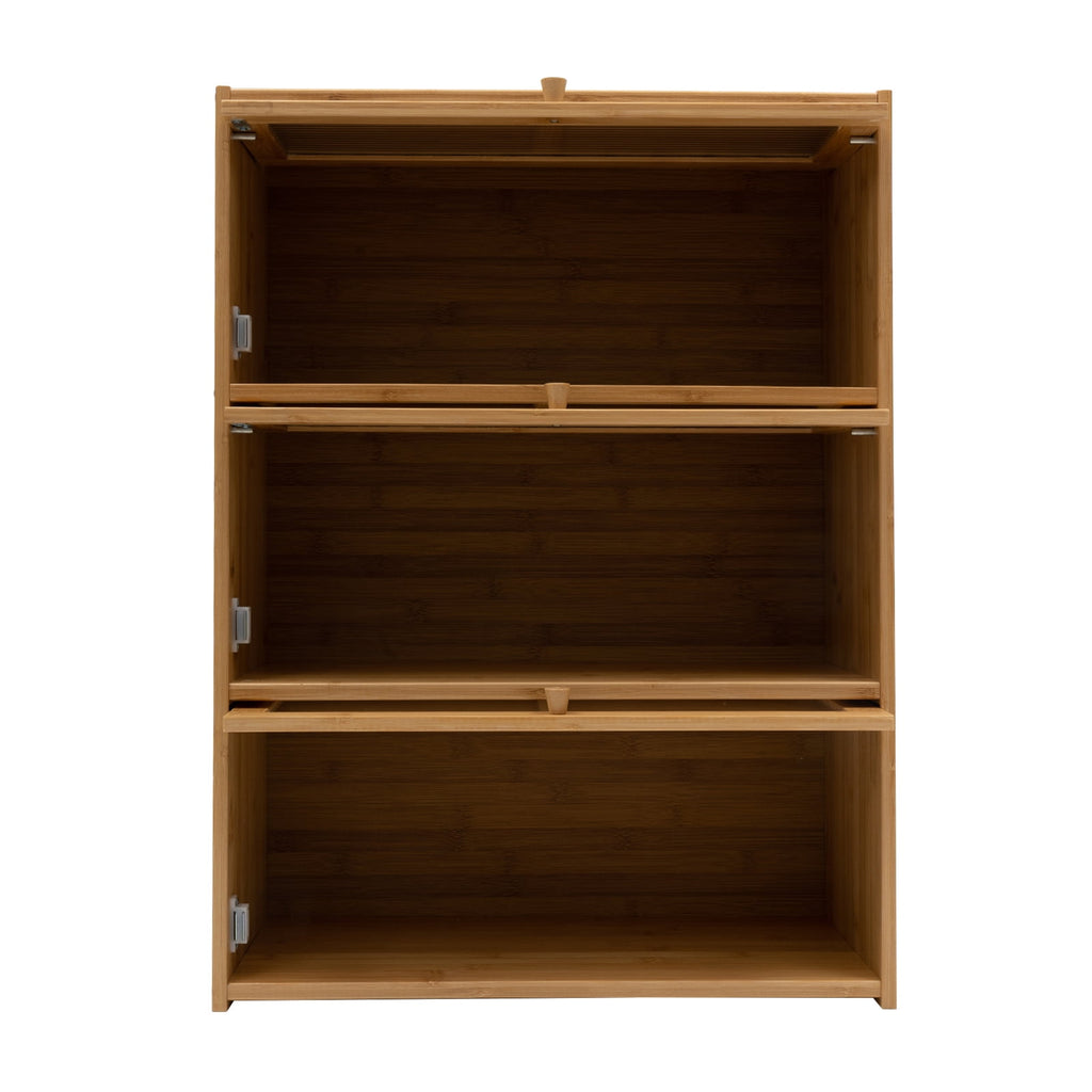 3-Tier Bamboo Acrylic Storage Cabinet 176.36 lbs Capacity - Modern Deck Mounted Organizer for Kitchen &amp; Bedroom