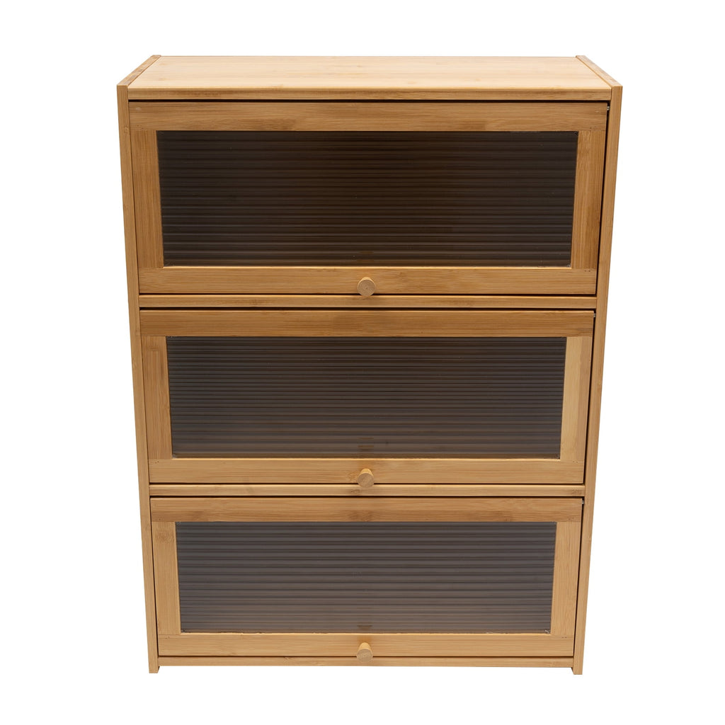 3-Tier Bamboo Acrylic Storage Cabinet 176.36 lbs Capacity - Modern Deck Mounted Organizer for Kitchen &amp; Bedroom