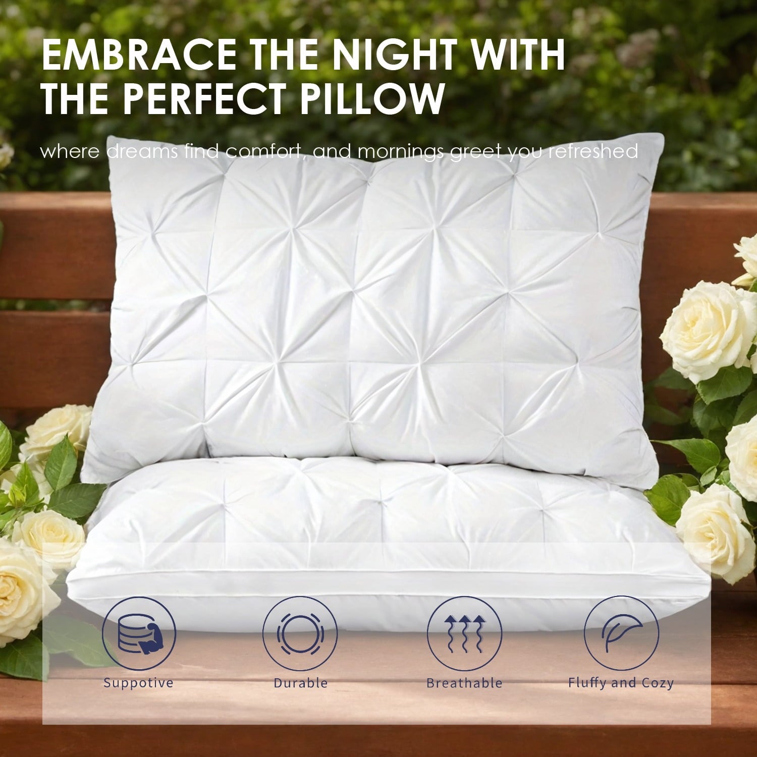 1pcPremium Hotel Collection Flannel Twisted Side Sleeper Pillow Orthopedic Neck Support with 600GSM Brushed Cotton Cover, Hypoallergenic Luxury Bed Pillow (White)
