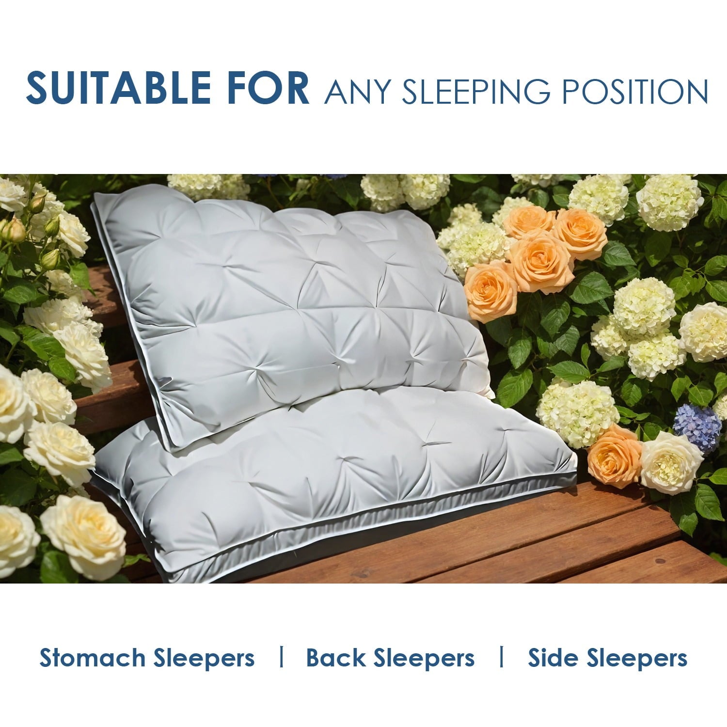1pcPremium Hotel Collection Flannel Twisted Side Sleeper Pillow Orthopedic Neck Support with 600GSM Brushed Cotton Cover, Hypoallergenic Luxury Bed Pillow (White)