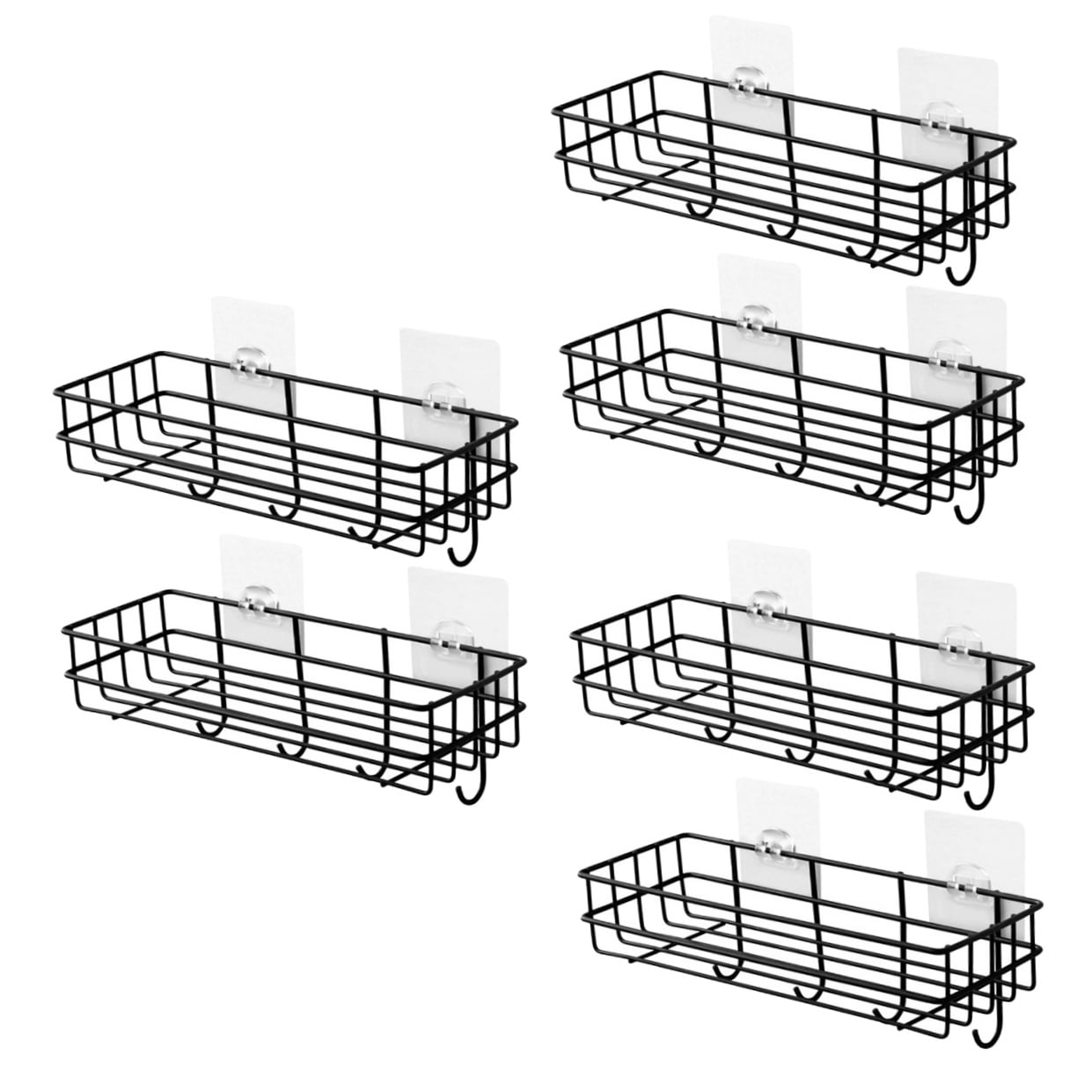 3 Pieces Rack with Hook Bedroom Storage Shelf Miss 28x10.5cm Black