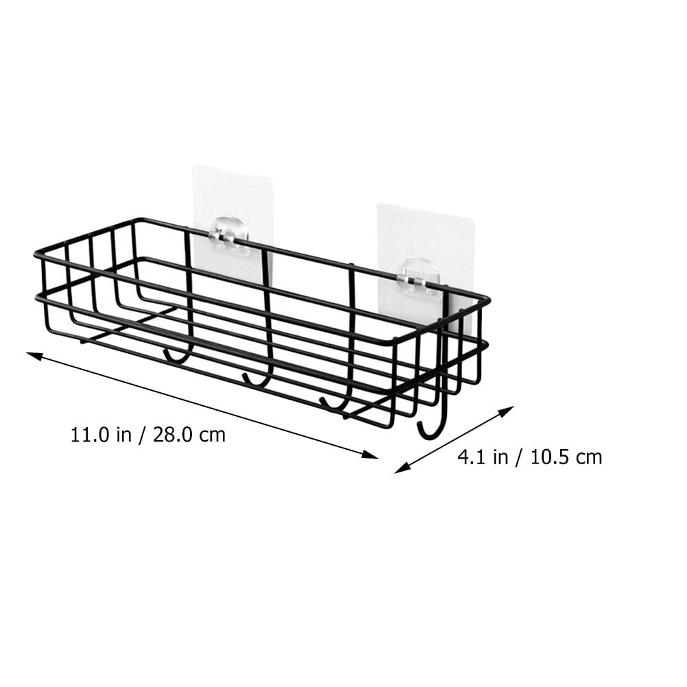 3 Pieces Rack with Hook Bedroom Storage Shelf Miss 28x10.5cm Black