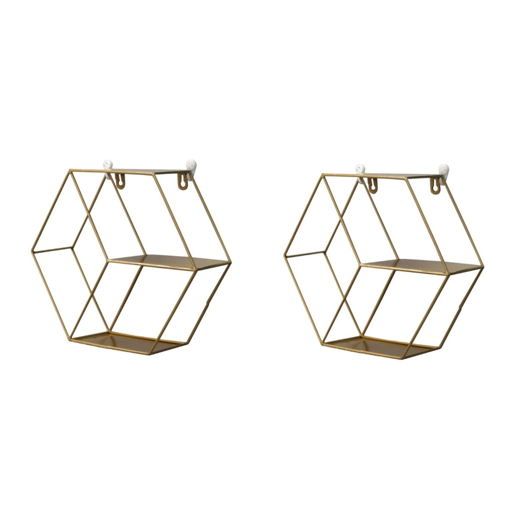 2 Pieces Wall Shelves Honeycomb Living Room Decoration Hexagon Design
