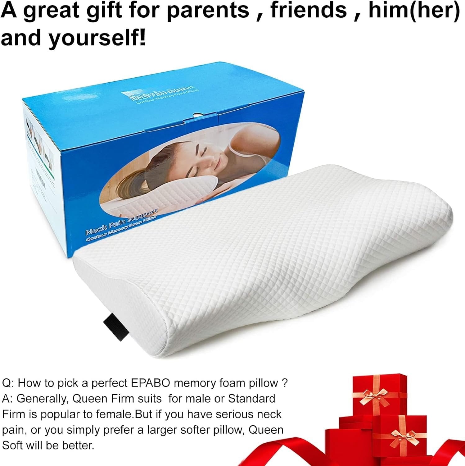 Contour Memory  Pillow  Sleeping Pillows,   Pillow for   - for Side Sleepers,  and  Sleepers, Free Pillowcase Included (Firm &amp; )