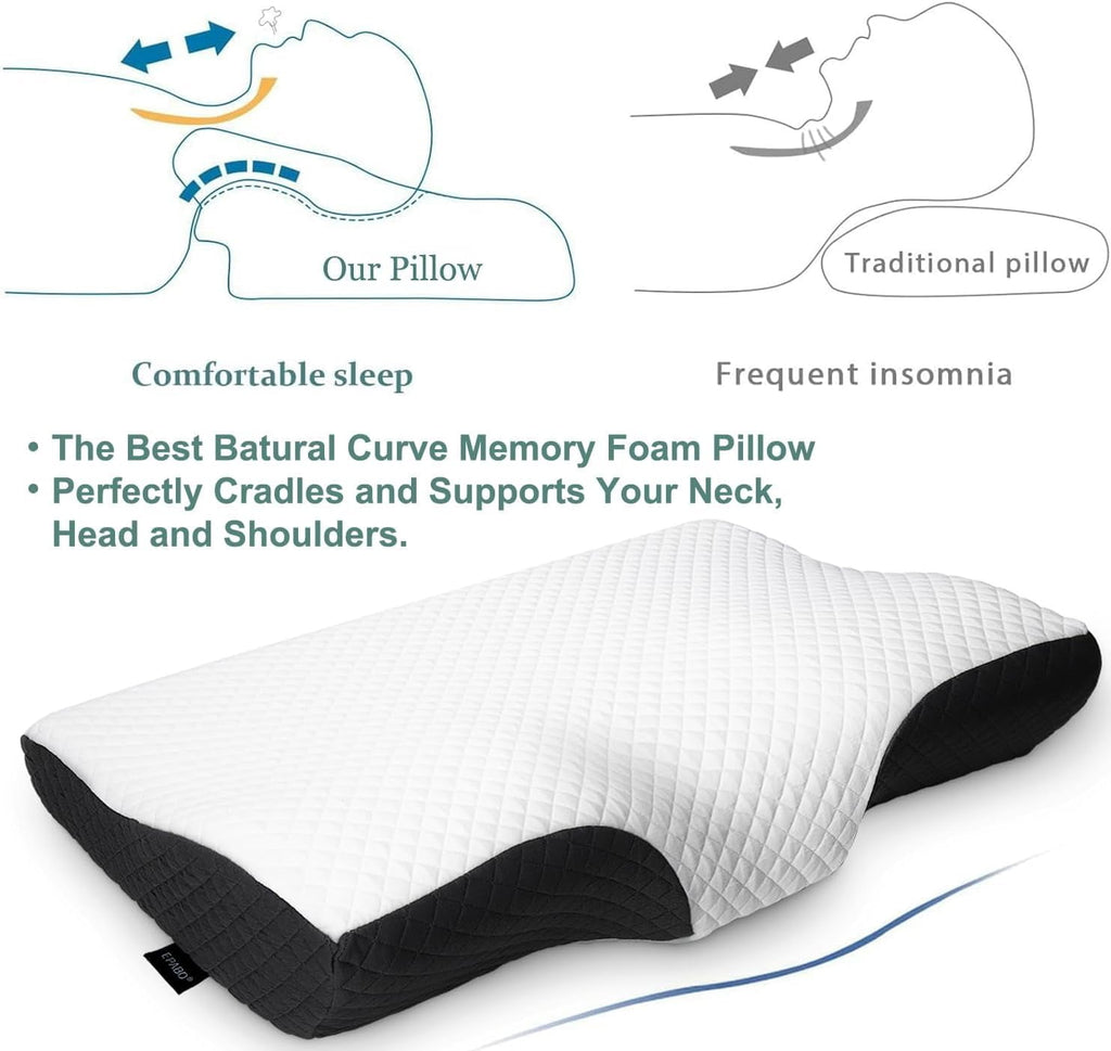 Contour Memory  Pillow  Sleeping Pillows,   Pillow for   - for Side Sleepers,  and  Sleepers, Free Pillowcase Included (Firm &amp; )