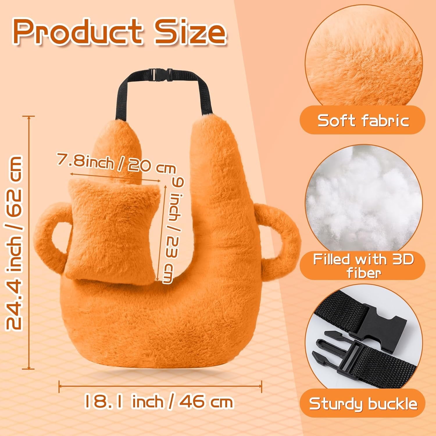 Travel Pillow for Adults and Children, The Back Seat of Car Travel Pillow Double-Handed &amp; Head Support Cushion Sleeper Holder Pillows for Long-Distance Travel (Orange)$$Bedding
