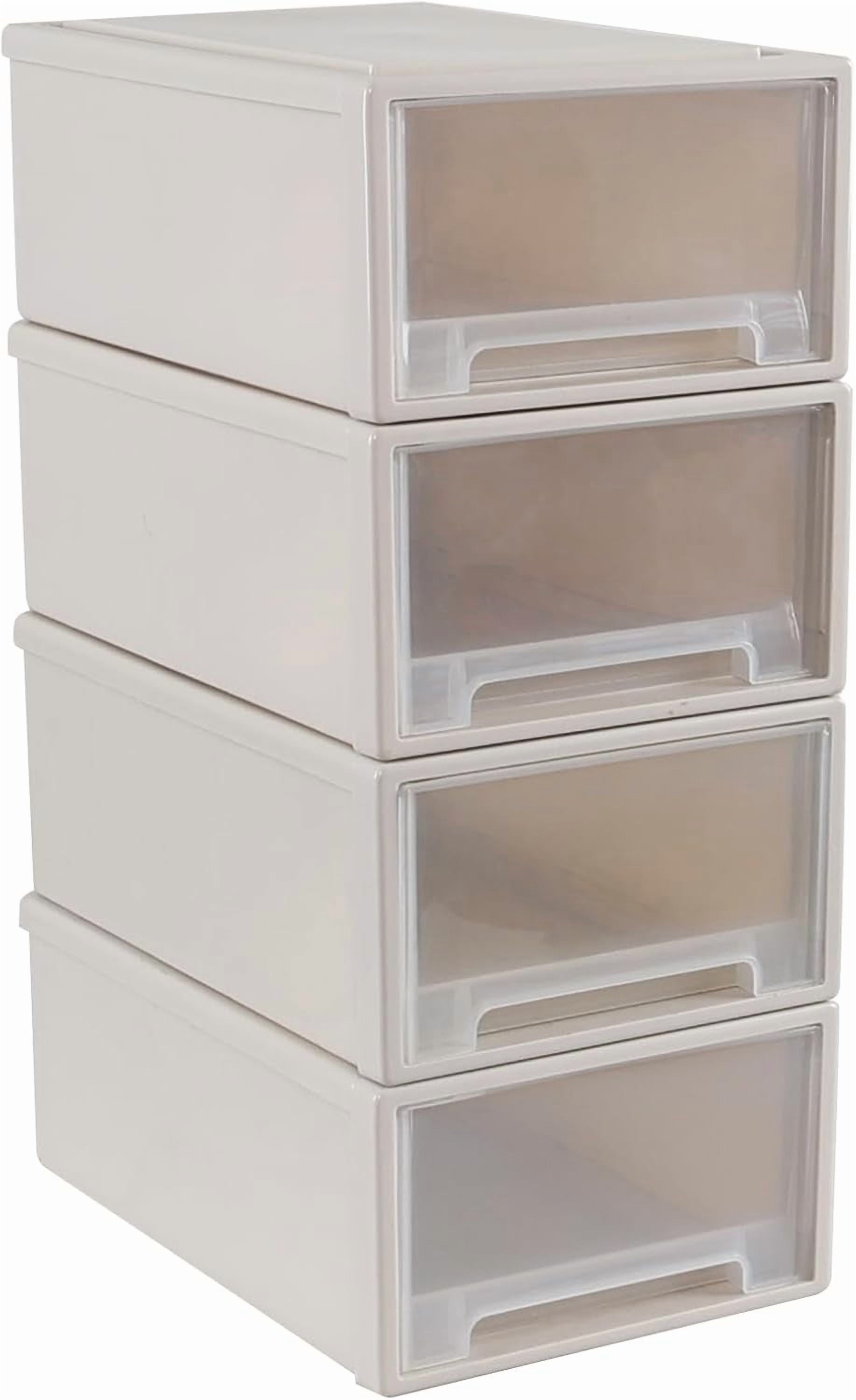 12 Quart Desktop Storage Organization Unit, 4 Pack Plastic Stacking Drawer Units