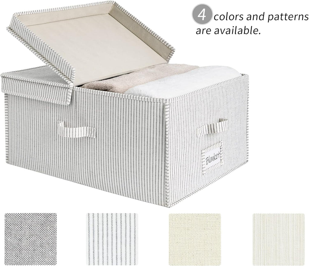 Extra Large Storage Bins with Lids, 55L Decorative Storage Bins with Double-Open Lid and Divider Board, Fabric Bins with Handles, Mixing of Brown &amp; Beige, 2-Pack